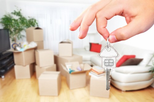 Packed household goods secured safely inside a moving van