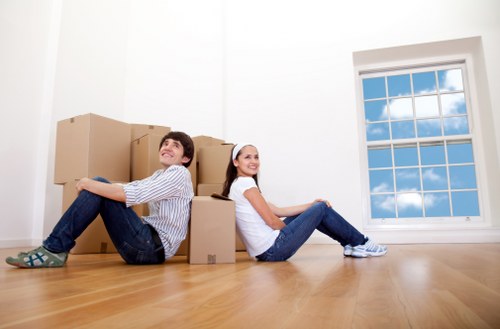 Office relocation service loading desks and equipment for a business move
